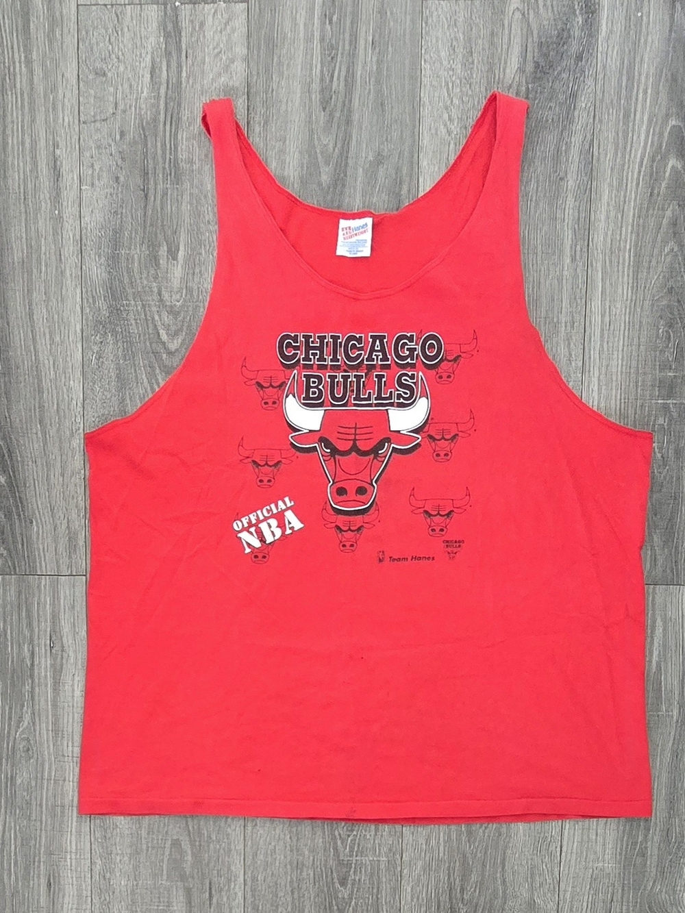 Vintage 90s Chicago Bulls Team Hanes Tank Top XXL USA Made NBA Jordan Era